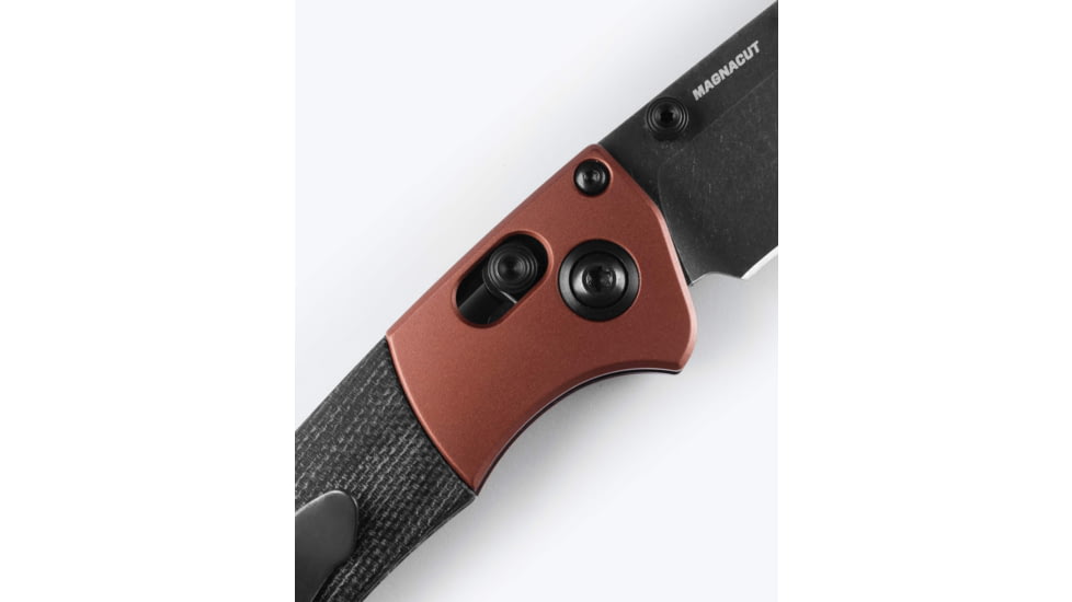 Benchmade Mini Crooked River Folding Knife, 3.4in, CPM MagnaCut Stainless Steel, Clip Point Blade, 6061-T6 Aluminum, Burnt Copper/ Black Handle, 15085BK-04