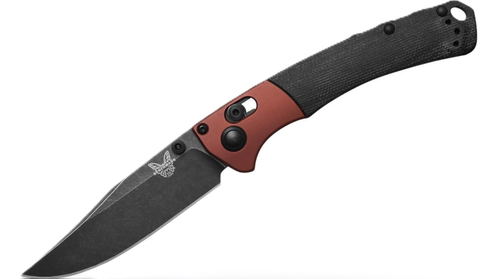Benchmade Mini Crooked River Folding Knife, 3.4in, CPM MagnaCut Stainless Steel, Clip Point Blade, 6061-T6 Aluminum, Burnt Copper/ Black Handle, 15085BK-04