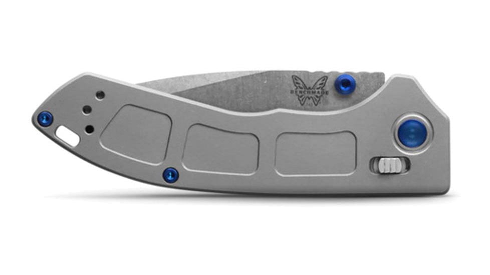 Benchmade Mini Narrows Axis Folding Knife, 2.98 in, CPM-20CV Stainless Steel, Drop Point Blade, 6Al4v Titanium, Gray Handle, 743