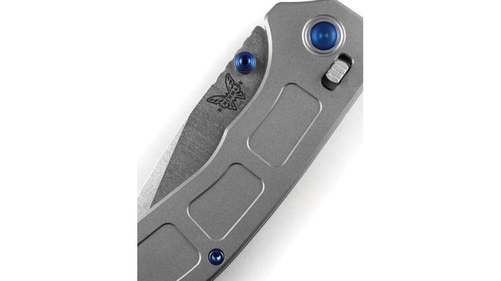 Benchmade Mini Narrows Axis Folding Knife, 2.98 in, CPM-20CV Stainless Steel, Drop Point Blade, 6Al4v Titanium, Gray Handle, 743