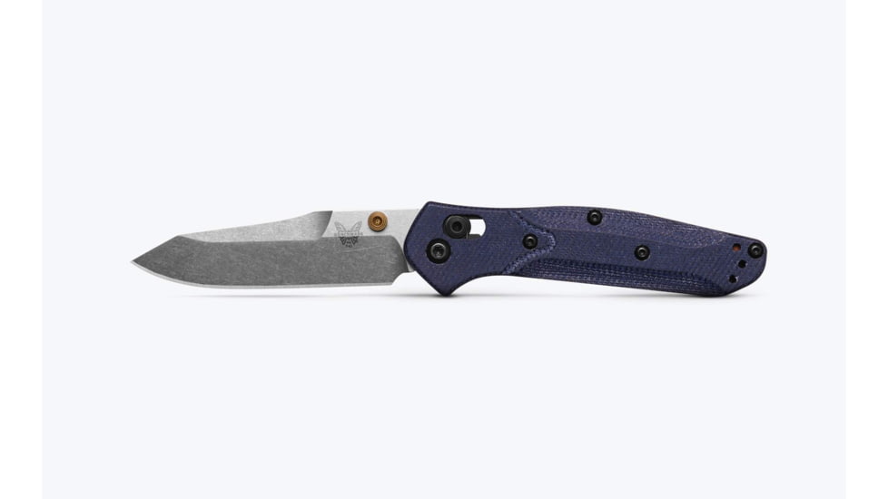 Benchmade Mini Osborne Folding Knife, 2.92in, M390 Steel, Reverse Tanto, Micarta, Blue Denim, 945-04