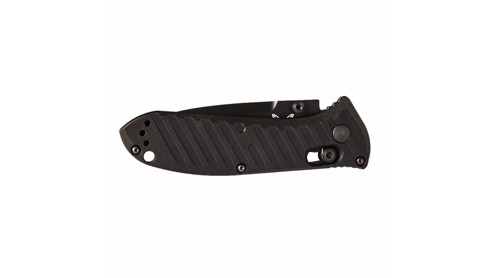 Benchmade Mini Presidio II Axis Folding Knife, Plain Edge Coated Drop Point Blade, 3.2in, Black Anodized Billet Aluminum Handle, 575BK