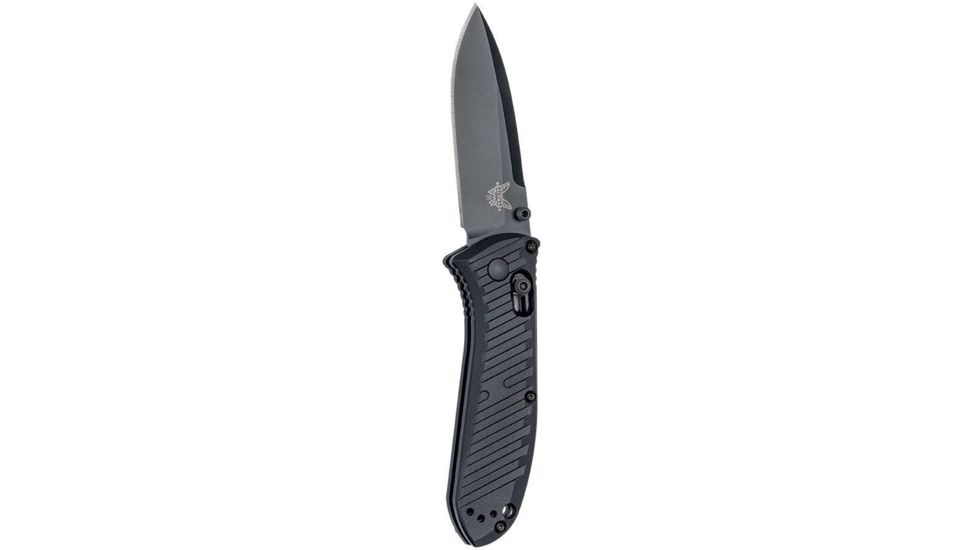 Benchmade Mini Presidio II Axis Folding Knife, Plain Edge Coated Drop Point Blade, 3.2in, Black Anodized Billet Aluminum Handle, 575BK