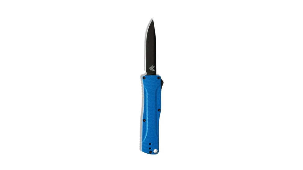 Benchmade OM, OTF Automatic Folding Knife, 2.475in CPM-S30V Stainless Steel Clip Point Black Coated Blade, Blue Steel 6061-T6 Aircraft Grade Aluminum Handle, 4850BK-1