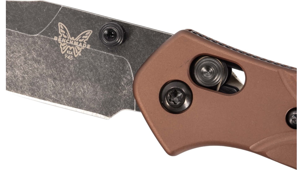 Benchmade Mini Osborne Axis Folding Knife, 2.92 in, CPM MagnaCut Stainless Steel, Reverse Tanto Blade, 6061-T6 Anodized Aluminum, Burnt Copper Handle, 945BK-03
