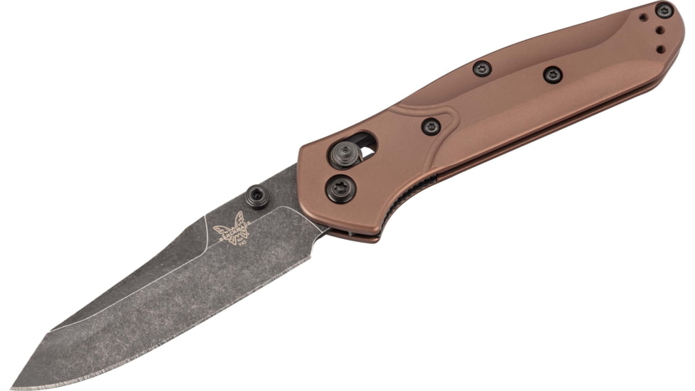 Benchmade Mini Osborne Axis Folding Knife, 2.92 in, CPM MagnaCut Stainless Steel, Reverse Tanto Blade, 6061-T6 Anodized Aluminum, Burnt Copper Handle, 945BK-03