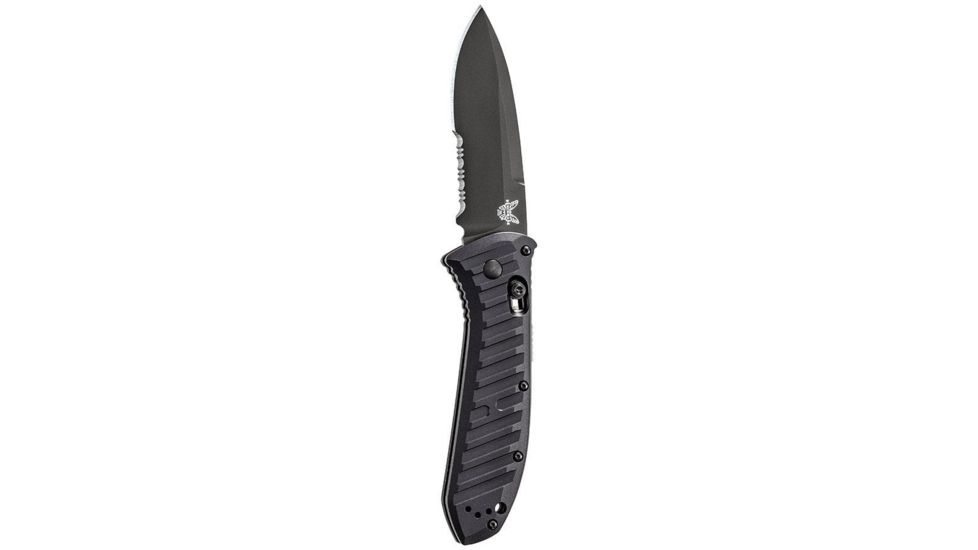 Benchmade PRESIDIO II AUTO AXIS Assisted Opening Folding Knife, 3.72 in, CPM-S30V, Drop Point Blade, Serrated, 6061-T6 Aluminum, Black Handle, 5700SBK