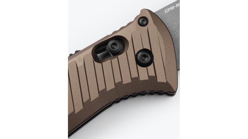 Benchmade Presidio II Axis Automatic Folding Knife, 3.72in, CPM-M4 Super Steel, Drop Point Serrated Blade, 6061-T6 Aluminum, Burnt Bronze Anodized Handle, 5700SGY-1