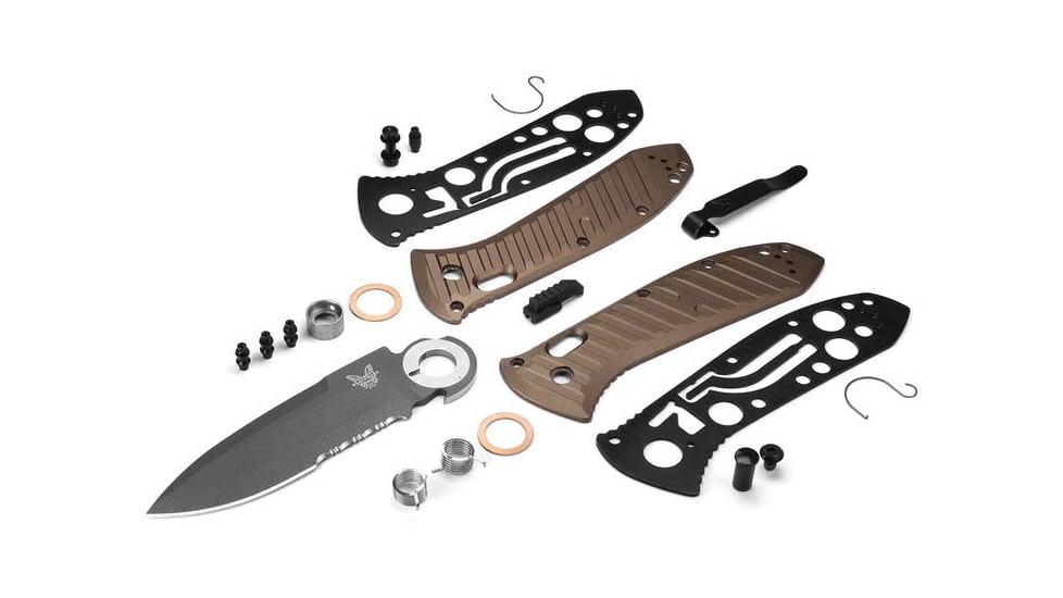 Benchmade Presidio II Axis Automatic Folding Knife, 3.72in, CPM-M4 Super Steel, Drop Point Serrated Blade, 6061-T6 Aluminum, Burnt Bronze Anodized Handle, 5700SGY-1