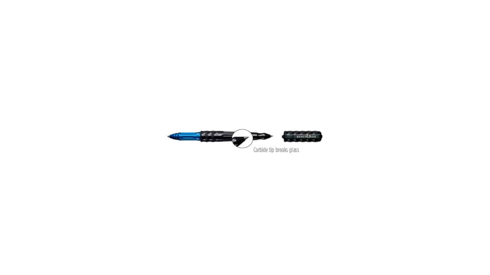 Benchmade 1100 Series Tactical Pen, Charcoal Aluminum Body, Blue Grip, Blue Ink, Carbide Tip 1101-1