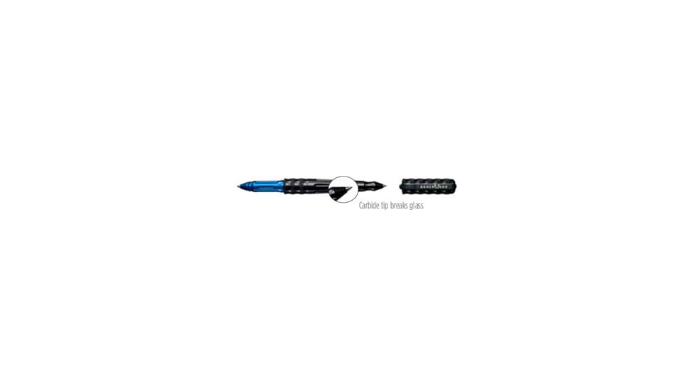 Benchmade 1100 Series Tactical Pen, Charcoal Aluminum Body, Blue Grip, Blue Ink, Carbide Tip 1101-1