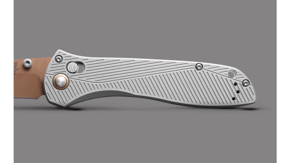 Benchmade Seven Ten Folding Knife, 4in, CPM-S90V Stainless Steel, Recurve Drop Point Blade, 6061-T6 Anodized Aluminum, Gray Aluminum Handle, 710FE-24