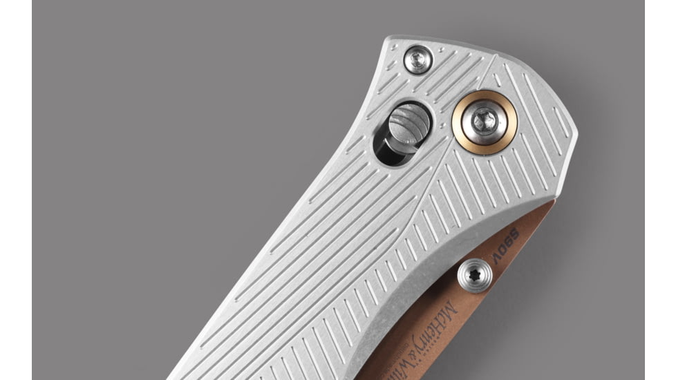 Benchmade Seven Ten Folding Knife, 4in, CPM-S90V Stainless Steel, Recurve Drop Point Blade, 6061-T6 Anodized Aluminum, Gray Aluminum Handle, 710FE-24