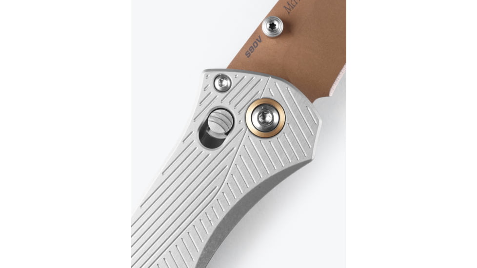 Benchmade Seven Ten Folding Knife, 4in, CPM-S90V Stainless Steel, Recurve Drop Point Blade, 6061-T6 Anodized Aluminum, Gray Aluminum Handle, 710FE-24