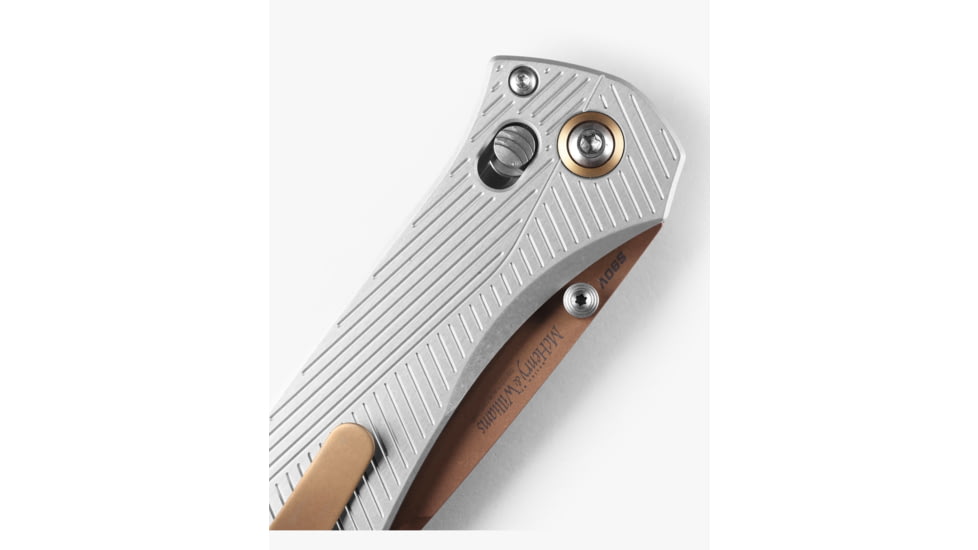 Benchmade Seven Ten Folding Knife, 4in, CPM-S90V Stainless Steel, Recurve Drop Point Blade, 6061-T6 Anodized Aluminum, Gray Aluminum Handle, 710FE-24