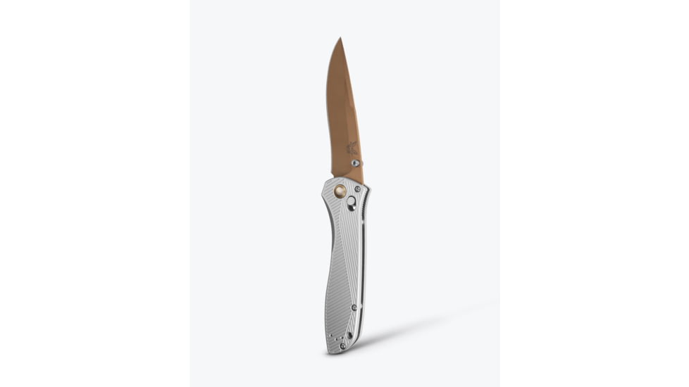 Benchmade Seven Ten Folding Knife, 4in, CPM-S90V Stainless Steel, Recurve Drop Point Blade, 6061-T6 Anodized Aluminum, Gray Aluminum Handle, 710FE-24