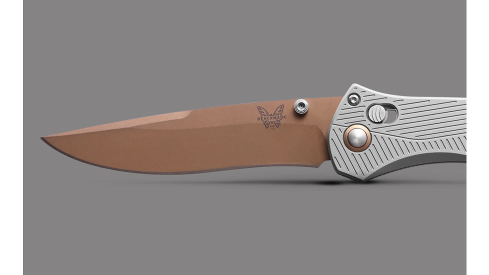 Benchmade Seven Ten Folding Knife, 4in, CPM-S90V Stainless Steel, Recurve Drop Point Blade, 6061-T6 Anodized Aluminum, Gray Aluminum Handle, 710FE-24