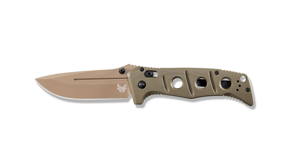 Benchmade Sibert Adamas Axis Stud Folding Knife, 3.82in, CPM-CruWear Steel, Drop Point Flat Earth Coated Blade, Contoured G10, Olive Drab Handle, 275FE-2