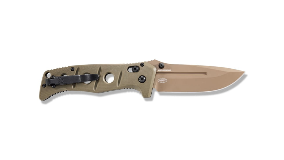 Benchmade Sibert Adamas Axis Stud Folding Knife, 3.82in, CPM-CruWear Steel, Drop Point Flat Earth Coated Blade, Contoured G10, Olive Drab Handle, 275FE-2