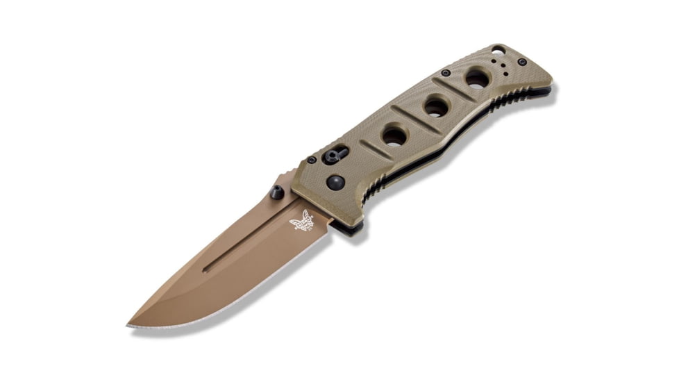 Benchmade Sibert Adamas Axis Stud Folding Knife, 3.82in, CPM-CruWear Steel, Drop Point Flat Earth Coated Blade, Contoured G10, Olive Drab Handle, 275FE-2