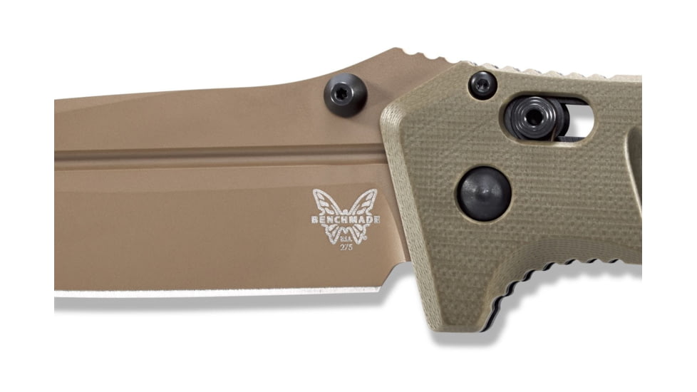 Benchmade Sibert Adamas Axis Stud Folding Knife, 3.82in, CPM-CruWear Steel, Drop Point Flat Earth Coated Blade, Contoured G10, Olive Drab Handle, 275FE-2