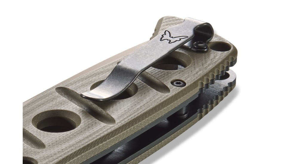 Benchmade Sibert Adamas Axis Stud Folding Knife, 3.82in, CPM-CruWear Steel, Drop Point Flat Earth Coated Blade, Contoured G10, Olive Drab Handle, 275FE-2