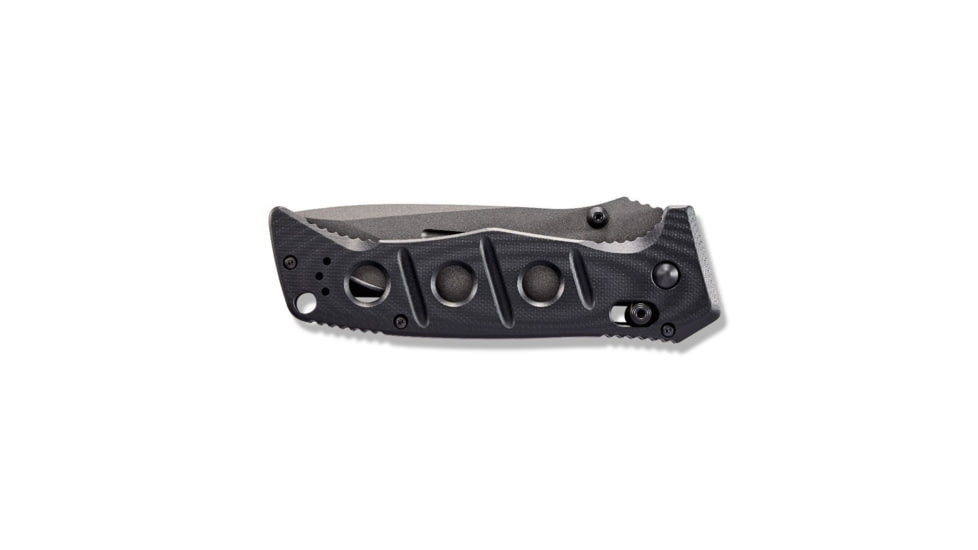 DEMO, Benchmade Sibert Adamas Axis Stud Folding Knife, 3.82 in, CPM-CruWear Steel, Drop Point Grey Coated Blade, Contoured G10, Black Handle, 275GY-1-DEMO