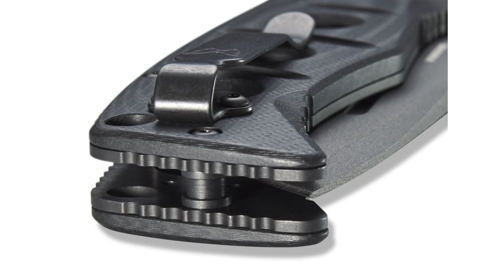 DEMO, Benchmade Sibert Adamas Axis Stud Folding Knife, 3.82 in, CPM-CruWear Steel, Drop Point Grey Coated Blade, Contoured G10, Black Handle, 275GY-1-DEMO