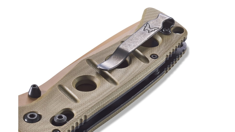Benchmade Sibert Adamas Axis Stud Folding Knife, 3.82in, CPM-CruWear Steel, Drop Point, Serrated, Flat Earth Coated Blade, Contoured G-10 Handle, Olive Drab, 275SFE-2