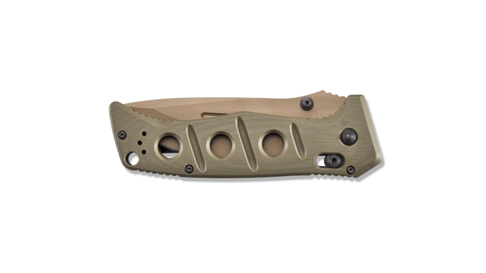 Benchmade Sibert Adamas Axis Stud Folding Knife, 3.82in, CPM-CruWear Steel, Drop Point, Serrated, Flat Earth Coated Blade, Contoured G-10 Handle, Olive Drab, 275SFE-2