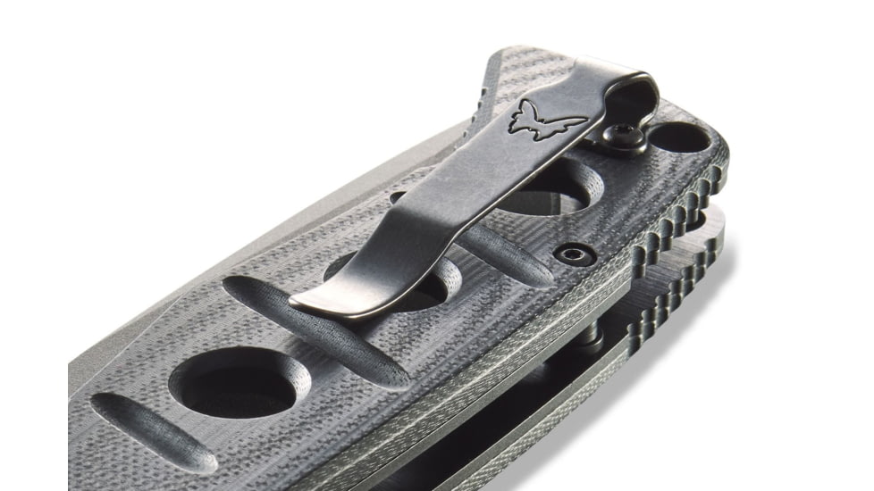 Benchmade Sibert Adamas Axis Stud Folding Knife, 3.82in, CPM-CruWear Steel, Drop Point Serrated Grey Coated Blade, Contoured G10, Black Handle 275SGY-1