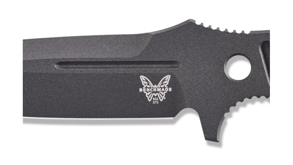 Benchmade Sibert Adamas Chord Fixed Blade Knife, 4.2in CPM-CruWear Steel Drop Point Black Coated Blade, Steel Handle, 375BK-1