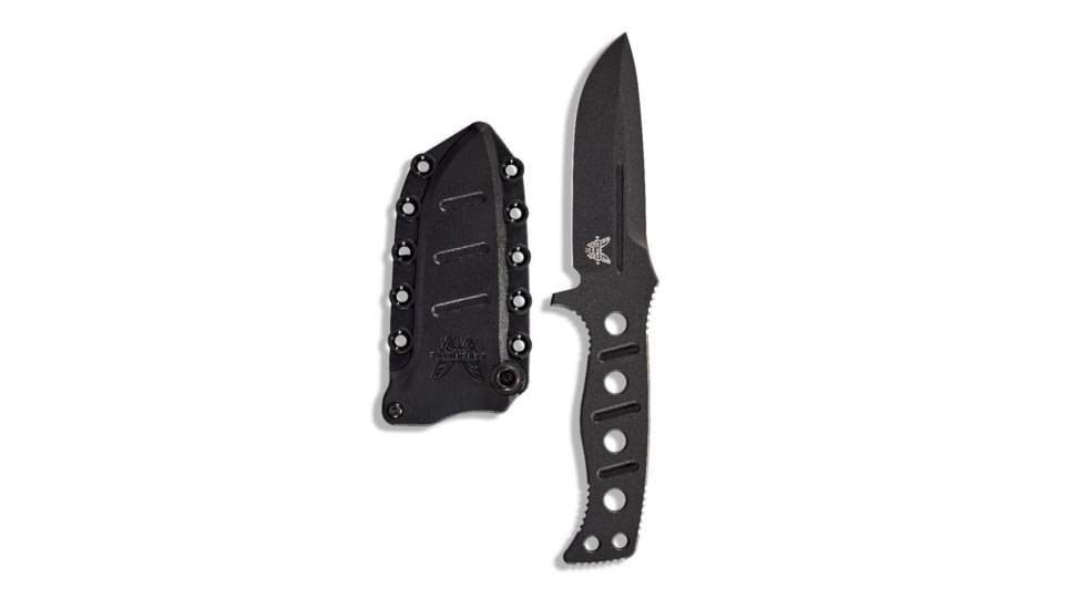 Benchmade Sibert Adamas Chord Fixed Blade Knife, 4.2in CPM-CruWear Steel Drop Point Black Coated Blade, Steel Handle, 375BK-1