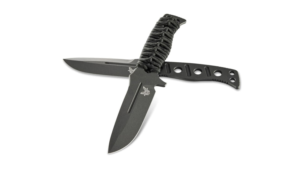 Benchmade Sibert Adamas Chord Fixed Blade Knife, 4.2in CPM-CruWear Steel Drop Point Black Coated Blade, Steel Handle, 375BK-1