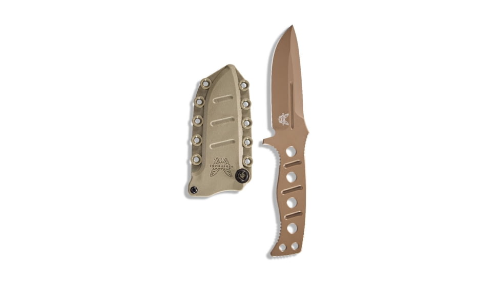 Benchmade Sibert Adamas Chord Fixed Blade Knife, 4.2in CPM-CruWear Steel Drop Point Flat Earth Coated Blade, Steel Handle, 375FE-1