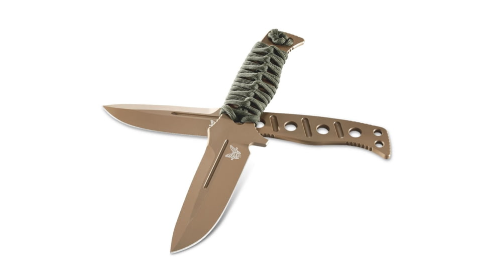 Benchmade Sibert Adamas Chord Fixed Blade Knife, 4.2in CPM-CruWear Steel Drop Point Flat Earth Coated Blade, Steel Handle, 375FE-1