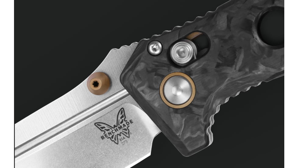 Benchmade Mini Adamas Folding Knife, 3.25 in, CPM MagnaCut Stainless Steel, Drop Point Blade, Marbled Carbon Fiber, Black Handle, 273-03