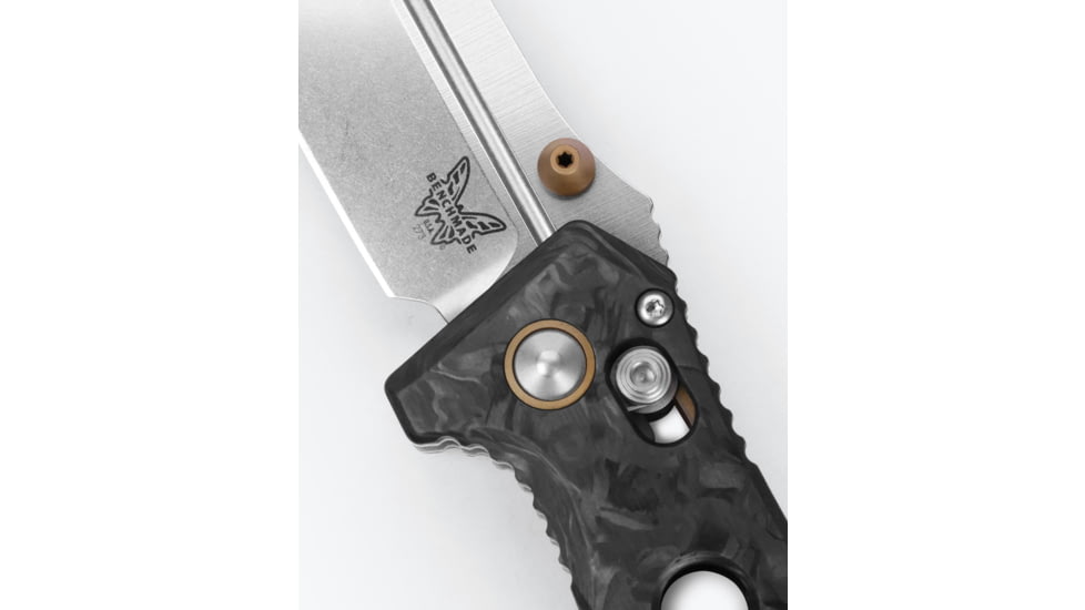 Benchmade Mini Adamas Folding Knife, 3.25 in, CPM MagnaCut Stainless Steel, Drop Point Blade, Marbled Carbon Fiber, Black Handle, 273-03