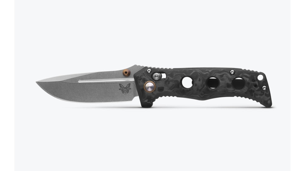Benchmade Mini Adamas Folding Knife, 3.25 in, CPM MagnaCut Stainless Steel, Drop Point Blade, Marbled Carbon Fiber, Black Handle, 273-03
