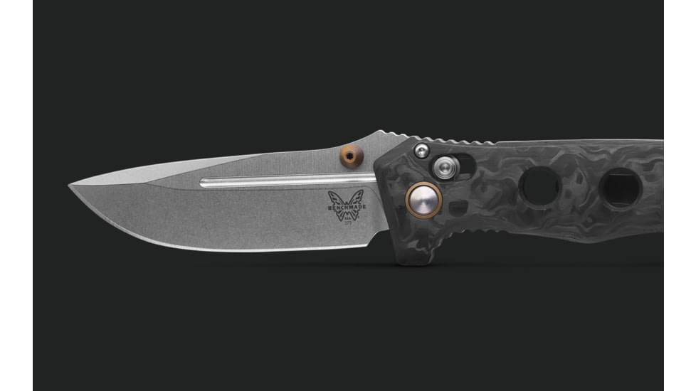 Benchmade Mini Adamas Folding Knife, 3.25 in, CPM MagnaCut Stainless Steel, Drop Point Blade, Marbled Carbon Fiber, Black Handle, 273-03