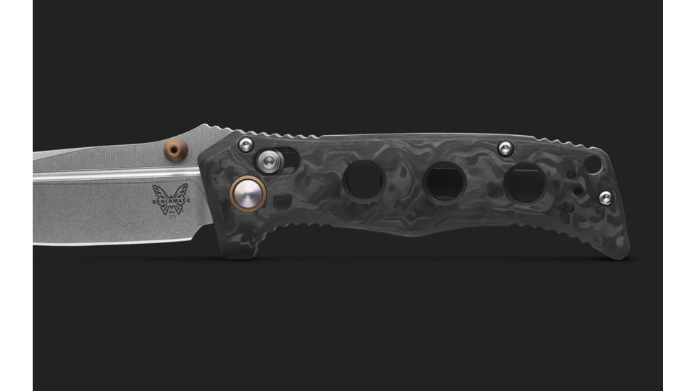 Benchmade Mini Adamas Folding Knife, 3.25 in, CPM MagnaCut Stainless Steel, Drop Point Blade, Marbled Carbon Fiber, Black Handle, 273-03