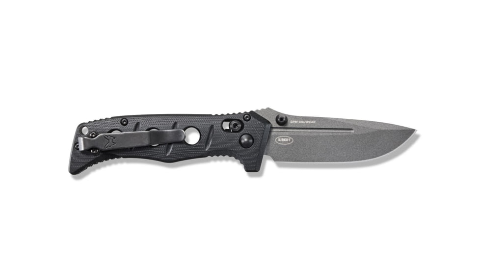 Benchmade Sibert Mini Adamas Axis Stud Folding Knife, 3.25in CPM-CruWear Steel Drop Point Grey Coated Blade, Contoured G-10 Handle, 273GY-1