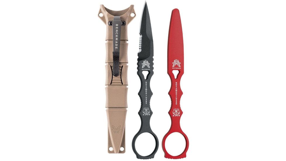 Benchmade SOCP ComboEdge Black Dagger/ Injected Molded Sand Sheath with Dip Coated Clip/ Trainer Included 178SBKSN-COMBO