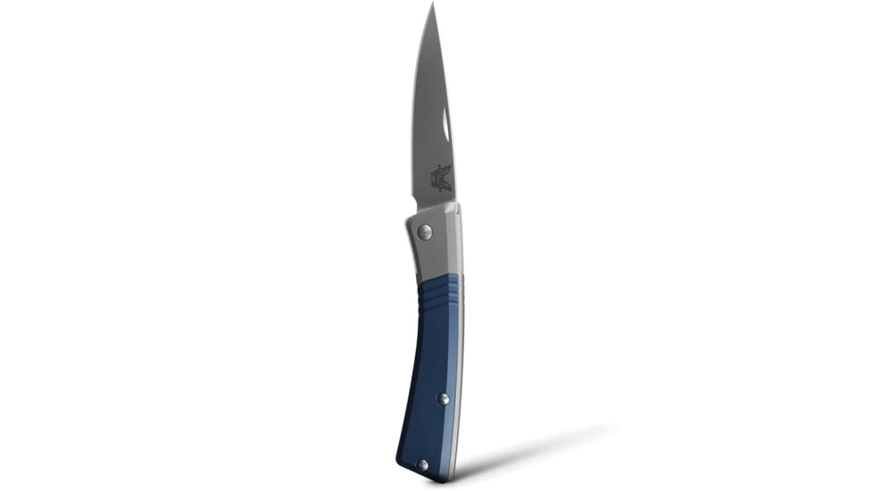 Benchmade Successor Folding Knife, 2.56in, M390 Stainless Steel, Drop-Point, 6061-T6 Aluminum, Ash Gray/ Crater Blue, 315