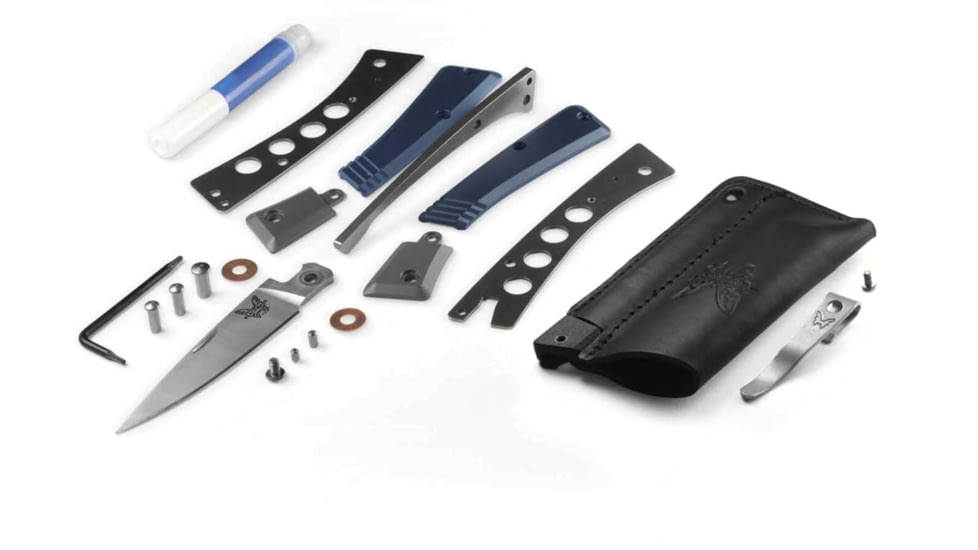 Benchmade Successor Folding Knife, 2.56in, M390 Stainless Steel, Drop-Point, 6061-T6 Aluminum, Ash Gray/ Crater Blue, 315