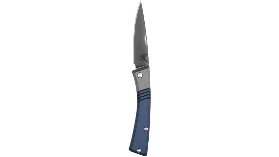 Benchmade Successor Folding Knife, 2.56in, M390 Stainless Steel, Drop-Point, 6061-T6 Aluminum, Ash Gray/ Crater Blue, 315