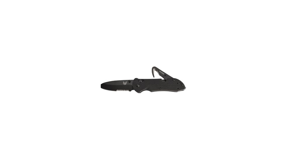 Benchmade Triage Utility Knife, Combo Edge, 3.5 in, N680 Main Blade/440C Safety Cutter, BK1 Blade, Black Handle, 916SBK