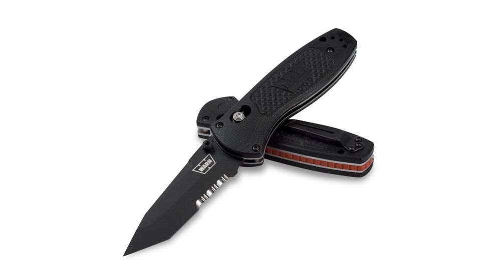 Benchmade 587 Warn Mini-Barrage Knife by Osborne Design Knife w/ Combo Edge BK1 Blade &amp; Black Handle 587SBK-1