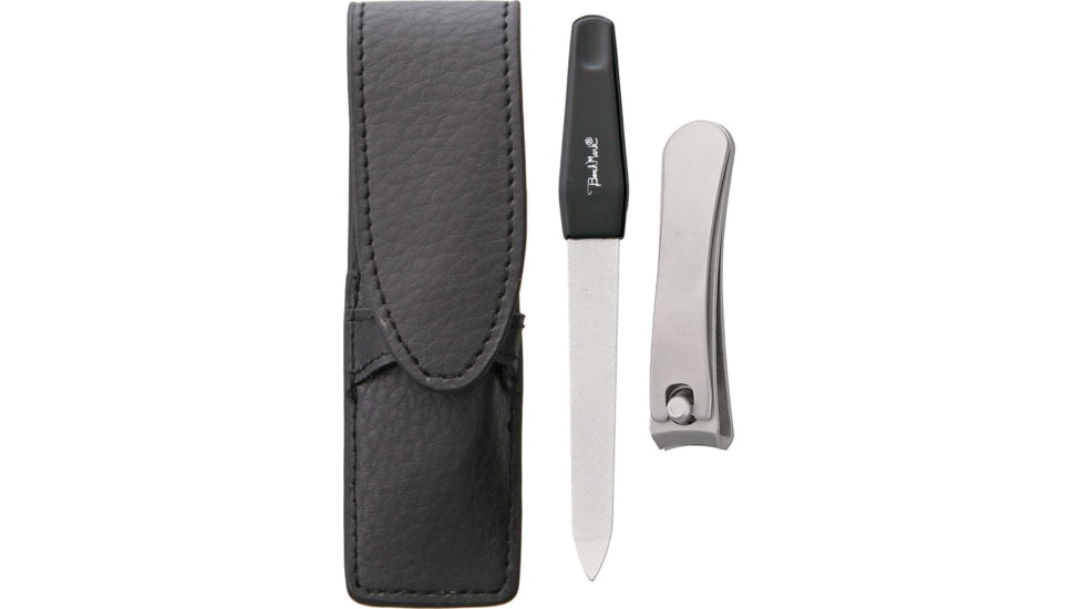 Benchmark Manicure Set, Includes 2.25in Nail Clippers And 3.88in Nail File, Matte Finish, Black Leatherette Storage Case, SS Construction, Black, 90020102 /BMK104