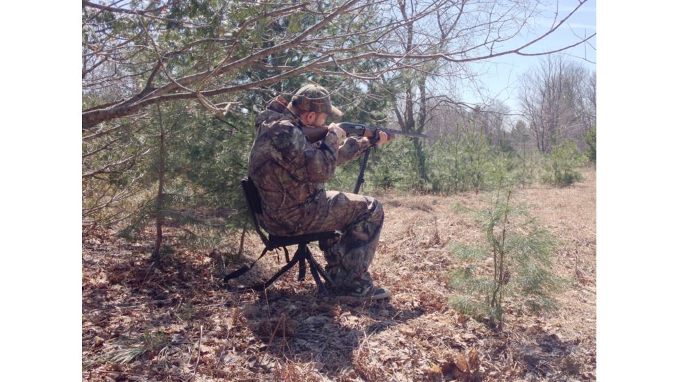 BenchMaster Rifle Rest Ground Hunting and Shooting Chair with Rifle Rest, Full 360 Rotation, BMGBHSC